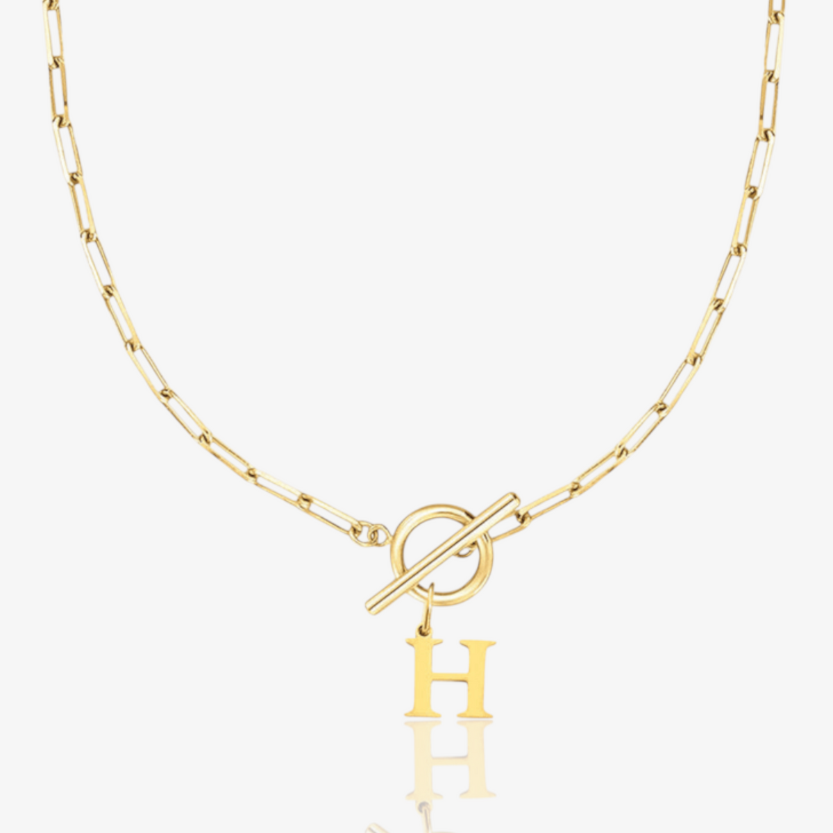 Paperclip Initial Circle Lock Clasp Necklace