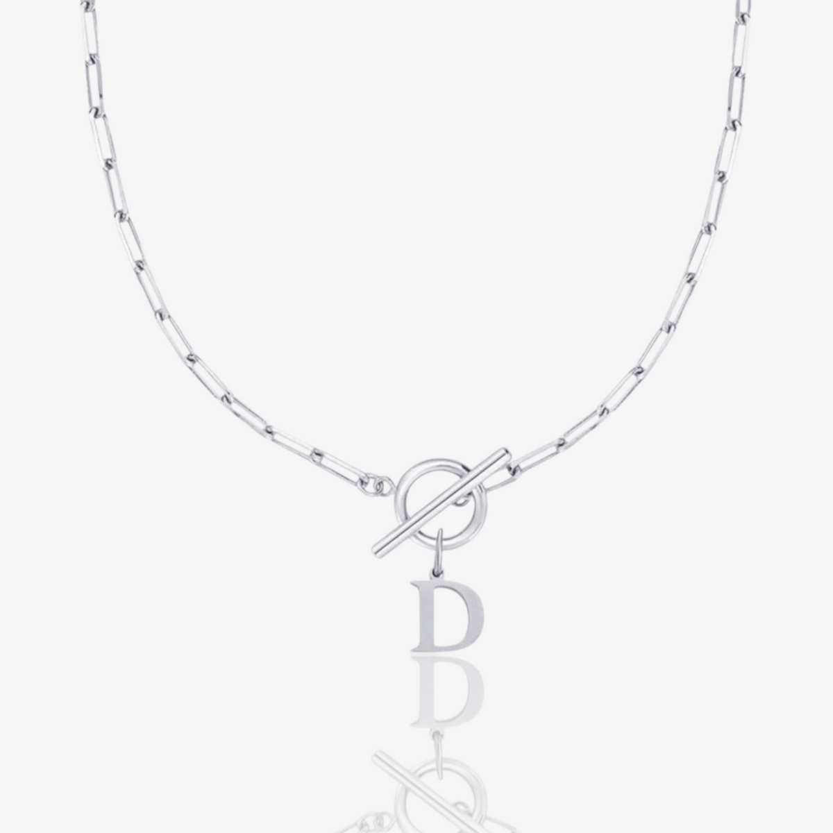 Paperclip Initial Circle Lock Clasp Necklace