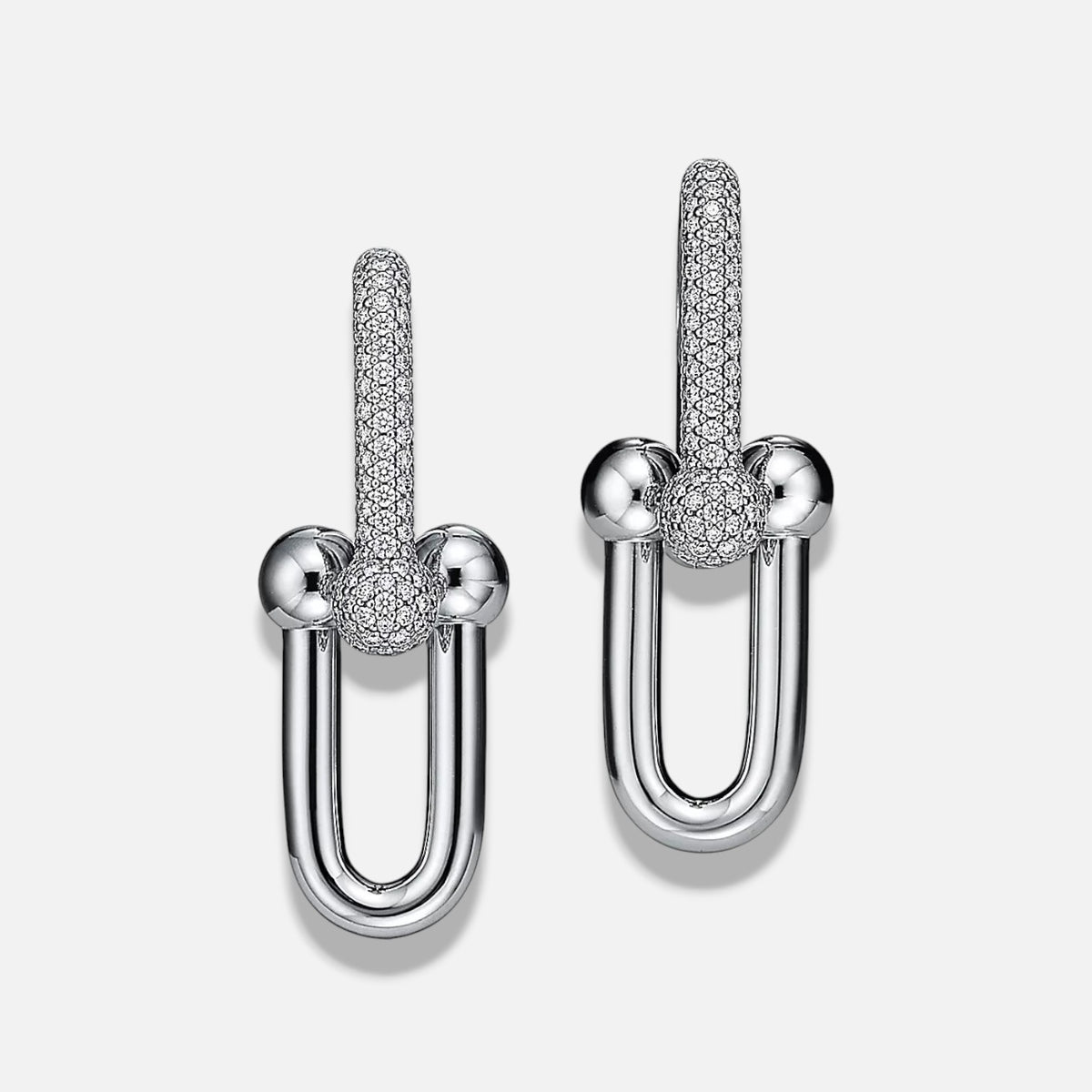 Serelis Pavé Link Hoop Earrings