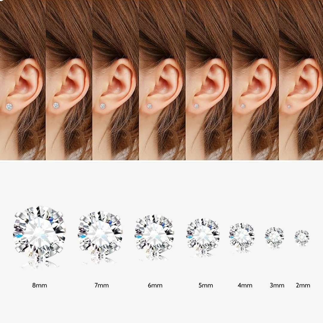Cubic Zirconia Flat Back Stud Earrings Set