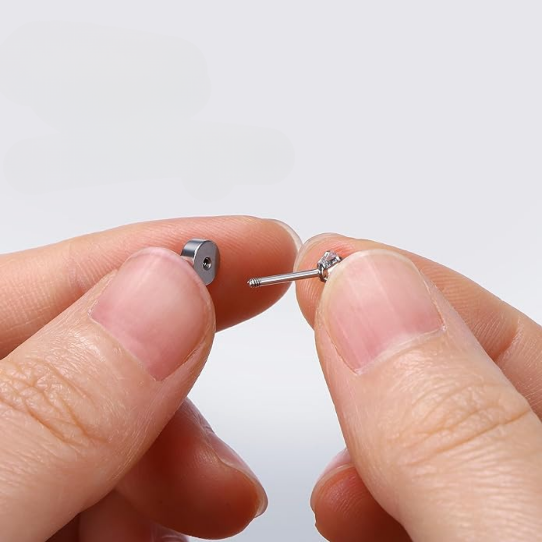 Cubic Zirconia Flat Back Stud Earrings Set