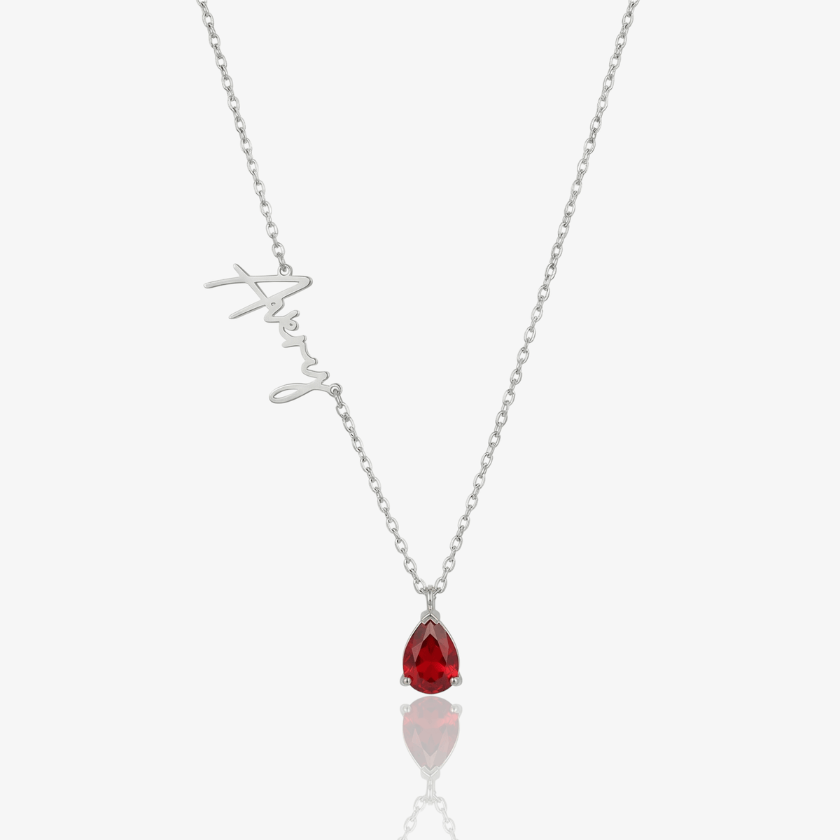 Custom Name & Teardrop Birthstone Necklace