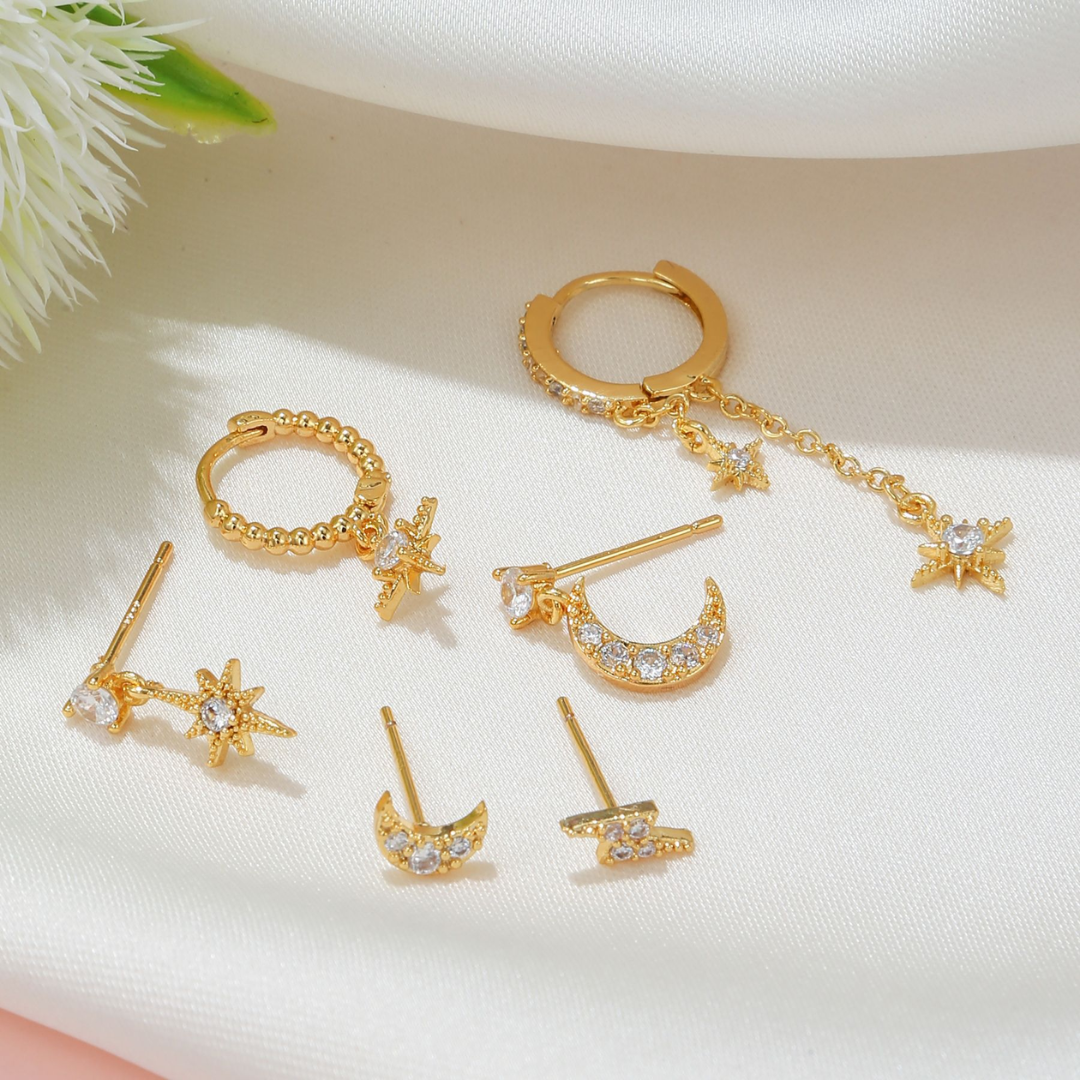 Celestial Moon & Star Earring Set