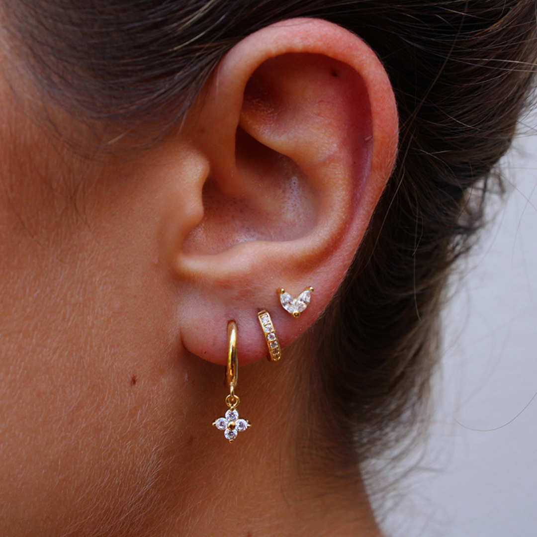 Clover Charm Hoop Earring Set