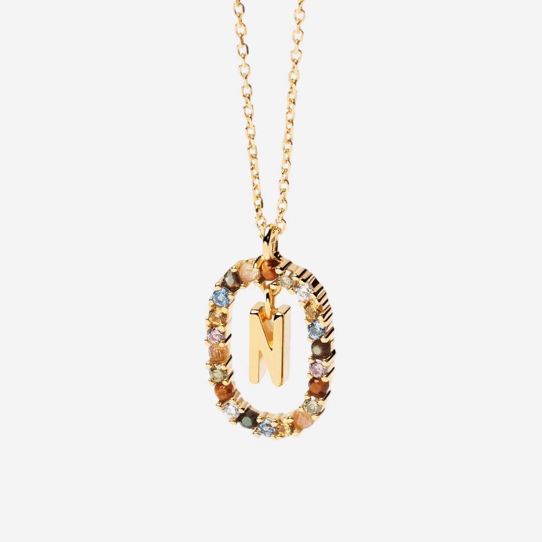 Gemstone Initial Necklace